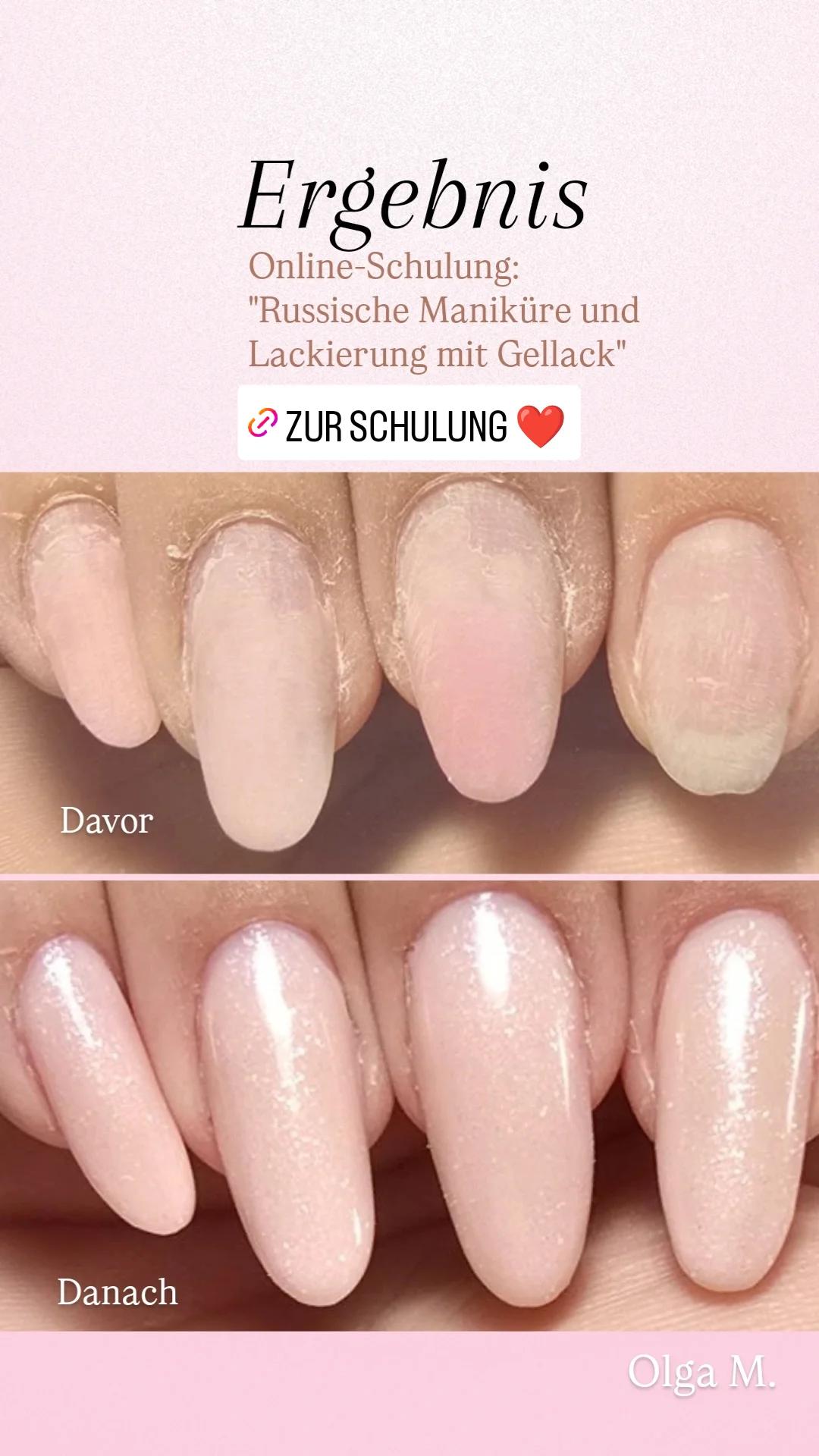 Russische Maniküre und Lackierung mit UV-Nagellack