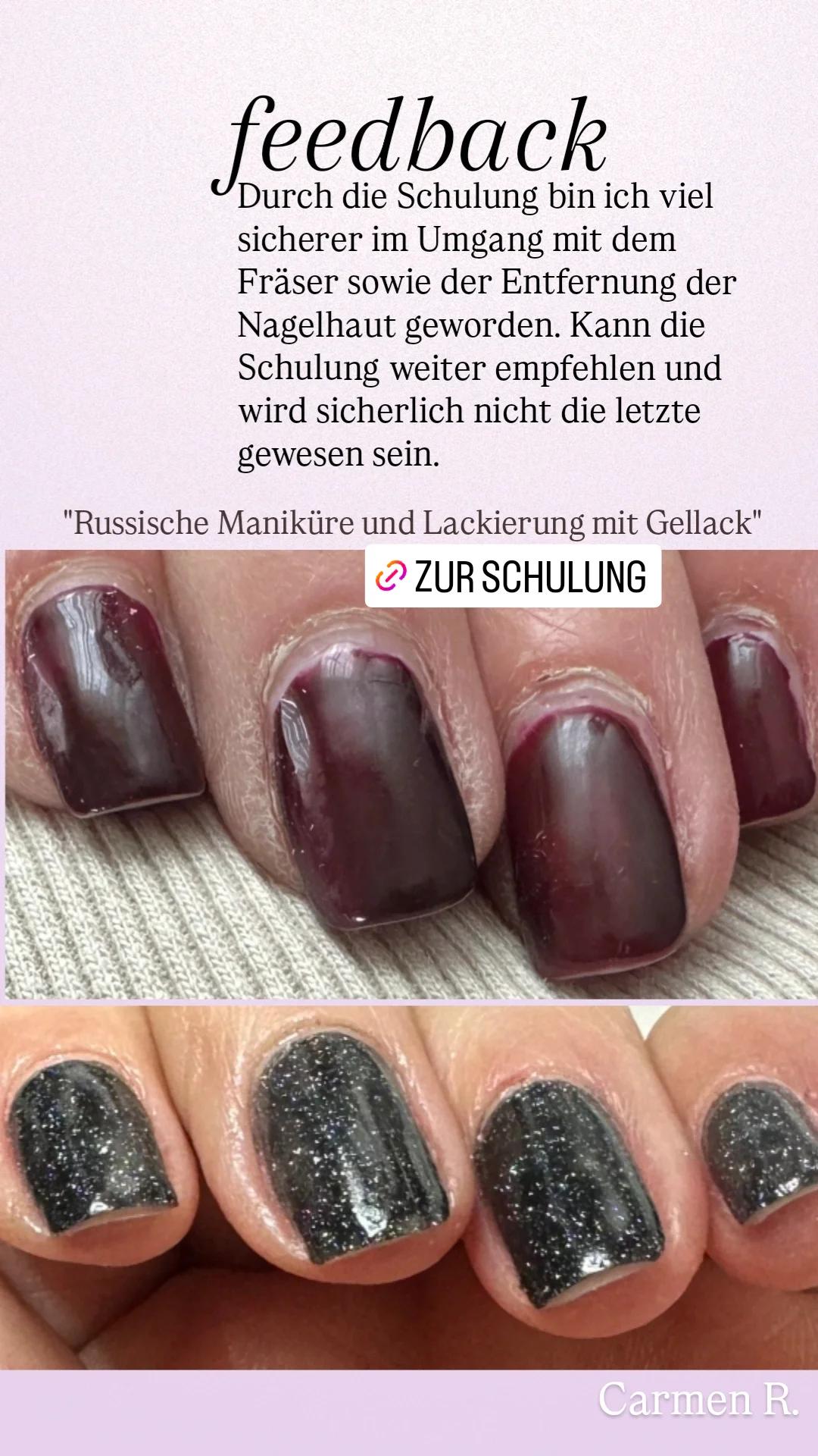 Russische Maniküre und Lackierung mit UV-Nagellack